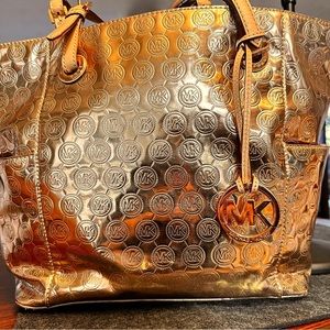 Michael Kors Rose Gold Patent Tote Bag